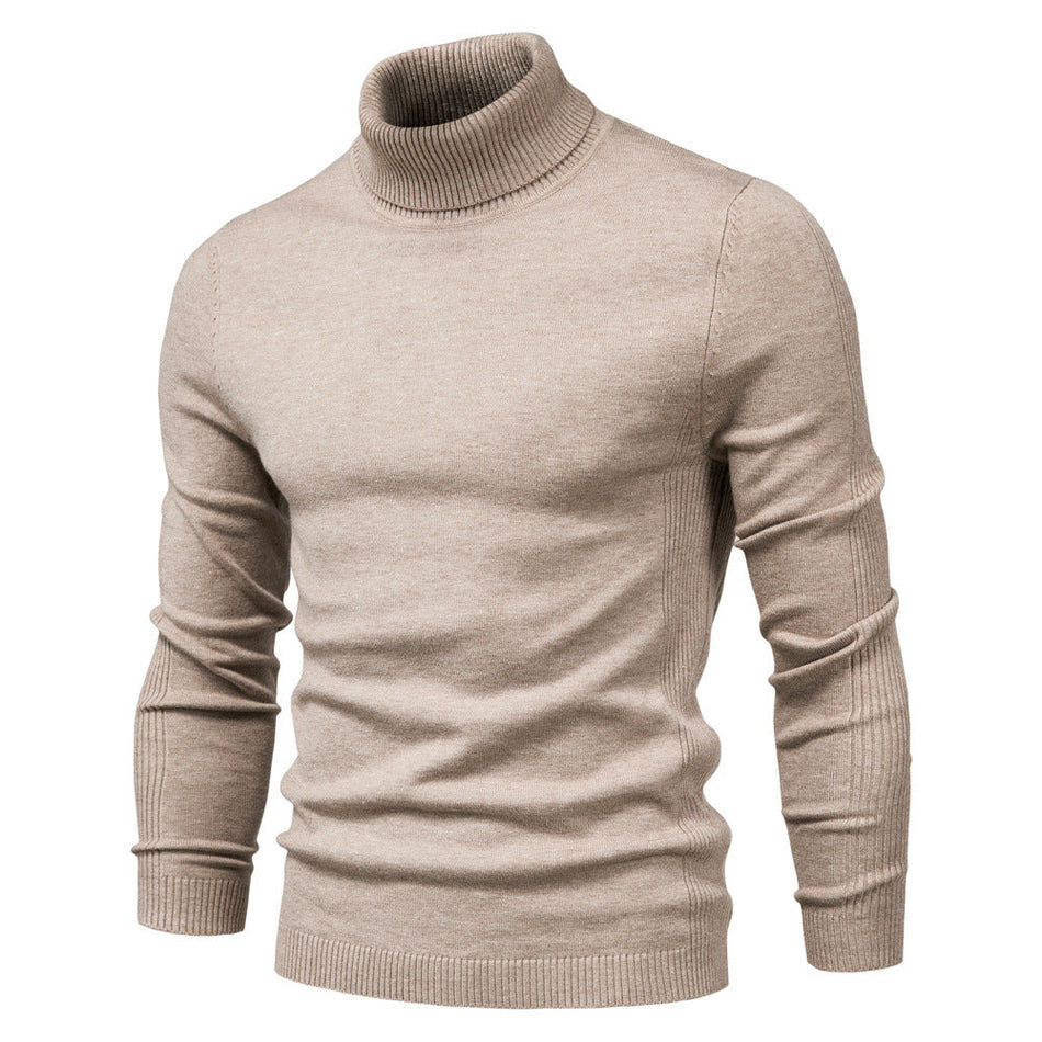 Men’s Casual Pullover Knitwear – Solid Color Turtleneck