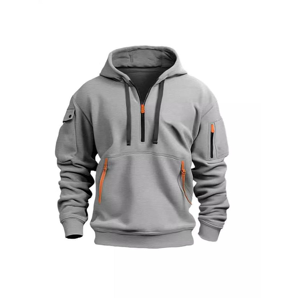 Men’s European-Style Hoodie – Spring-Autumn Multi-Pocket Jacket
