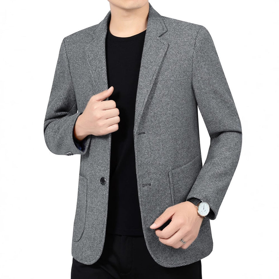 Men’s Woolen Casual Suit Jacket – Slim-Fit Spring & Autumn