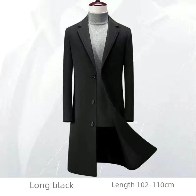 INSTOCK-Men's Slim Fit Wool Trench Coat | Korean Business Style