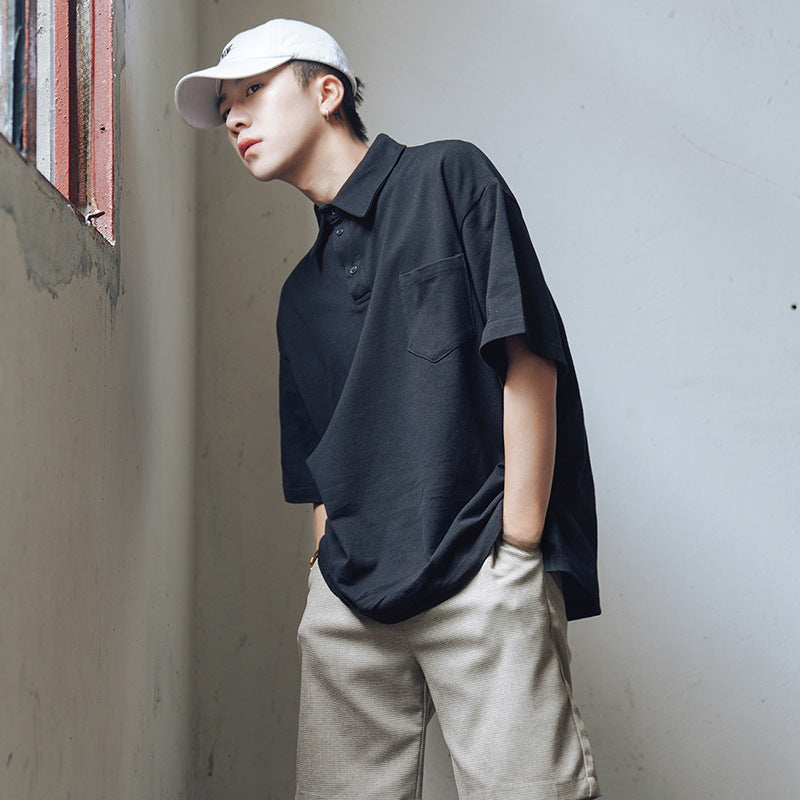 Trendy Hong Kong Style Polo – Loose Fit Streetwear Vibe