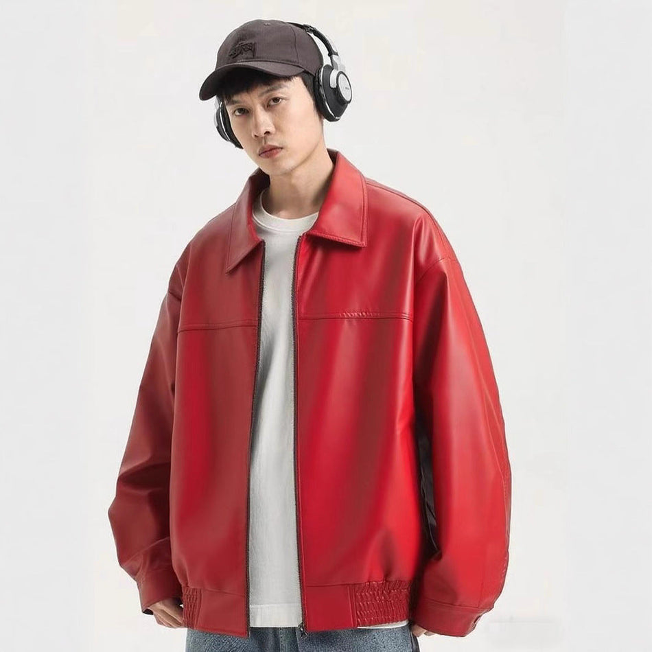 Trendy PU Leather Jacket Men | Loose Fit Motorcycle Autumn Style