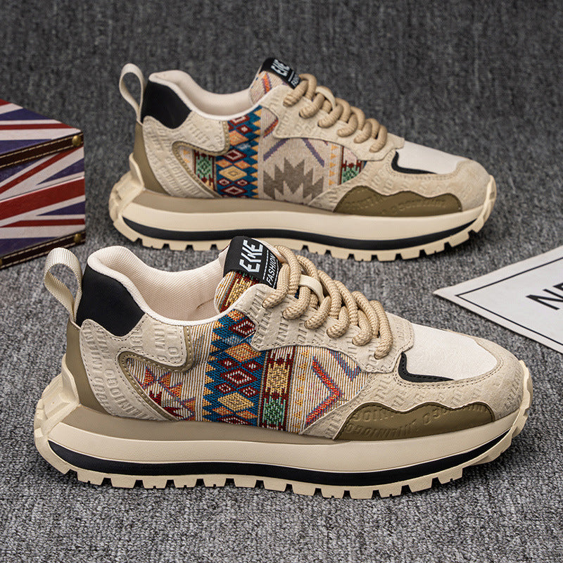 2025 Men’s Printed Embroidered Plaid Casual Sneakers