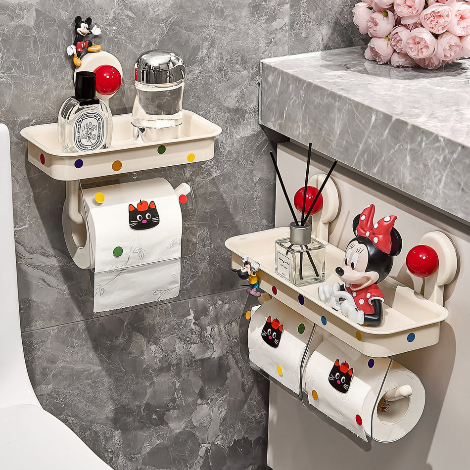 Suction Cup Wall-Mounted Toilet Paper Holder Box Rack