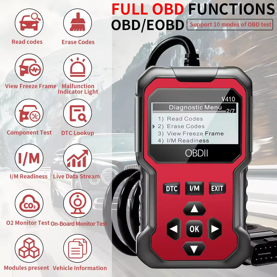 V410 OBD2 Car Engine Diagnostic Scanner Multi-Language