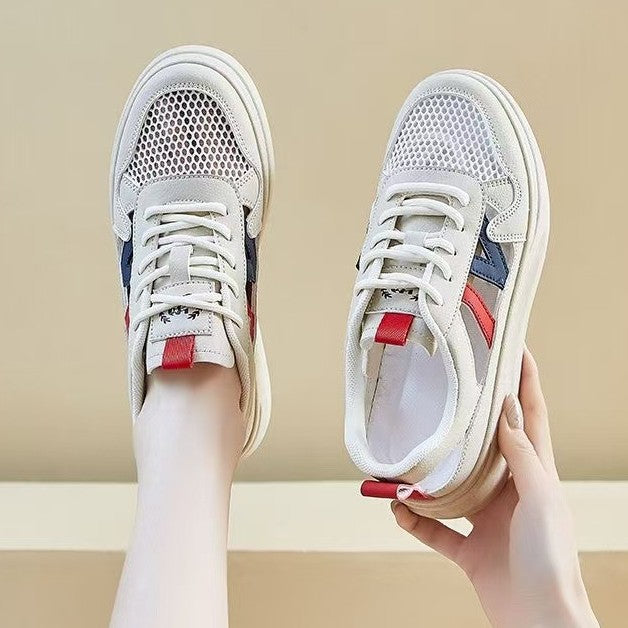 STOCK-Mesh Breathable White Sports Shoes for Women – Lightweight