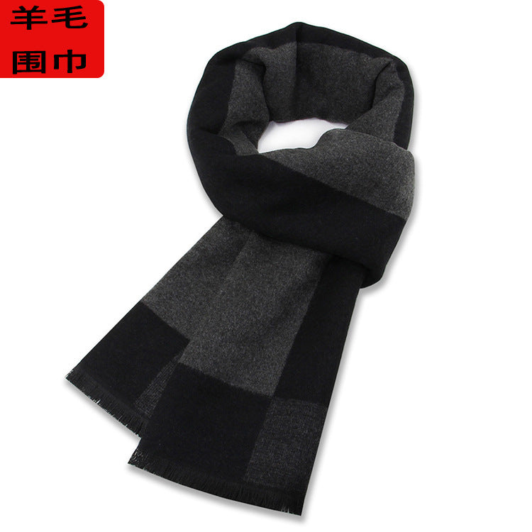 Men’s Wool Blend Plaid Winter Scarf Red Casual