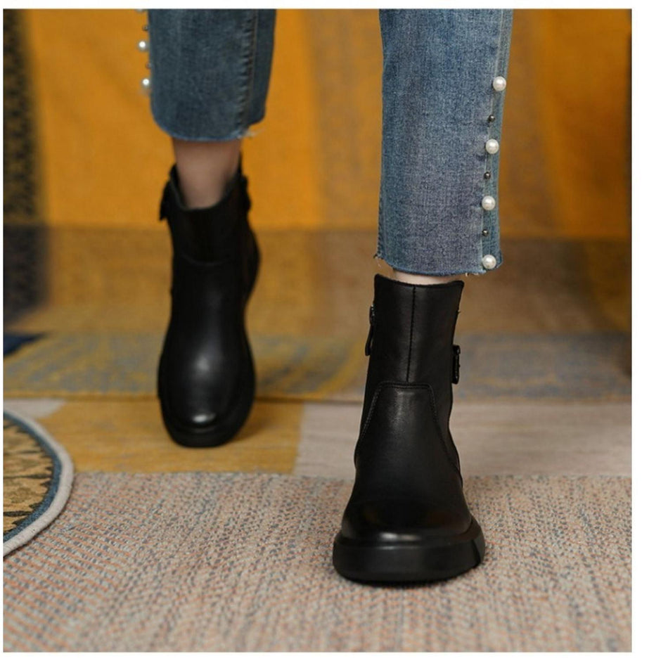 Women’s Autumn Winter Low-Top Cotton Casual Boots