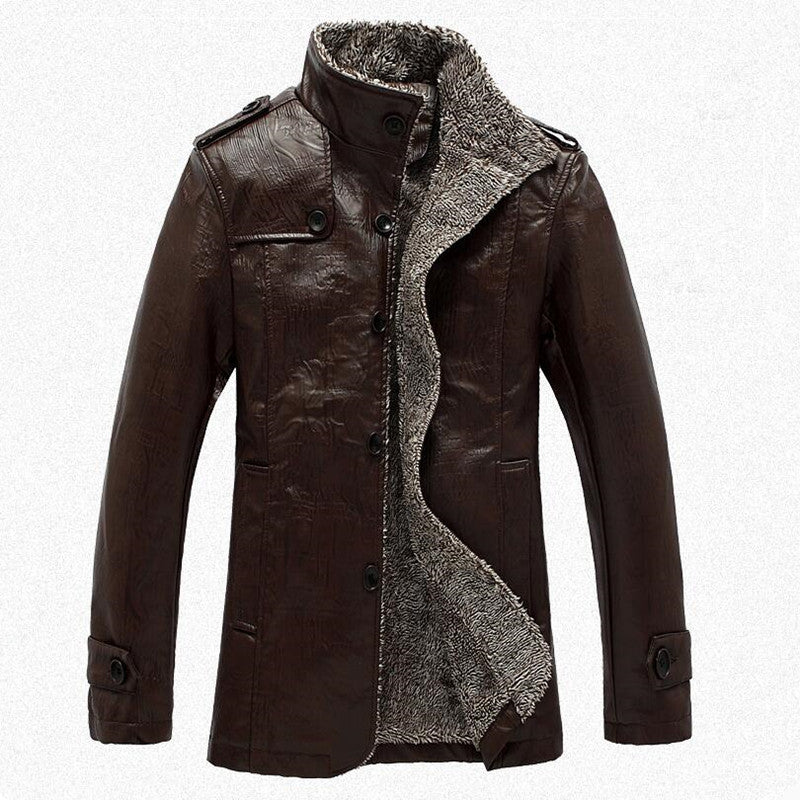 Men’s Thickened Leather Jacket – Motorcycle & Casual Style