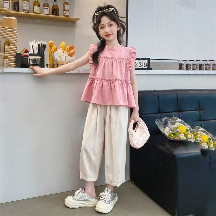 Girls Summer Korean Style 2-Piece Pants Set 2024 – Summer Kids Fashion Nepal | Tudoholic