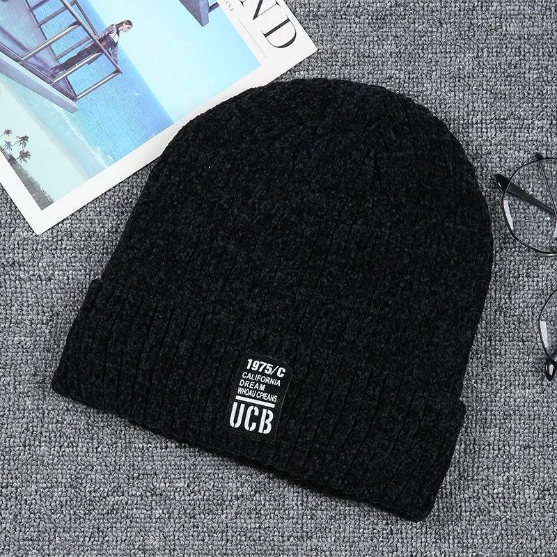 Men’s Thickened Fleece-Lined Knitted Winter Hat Korean Style