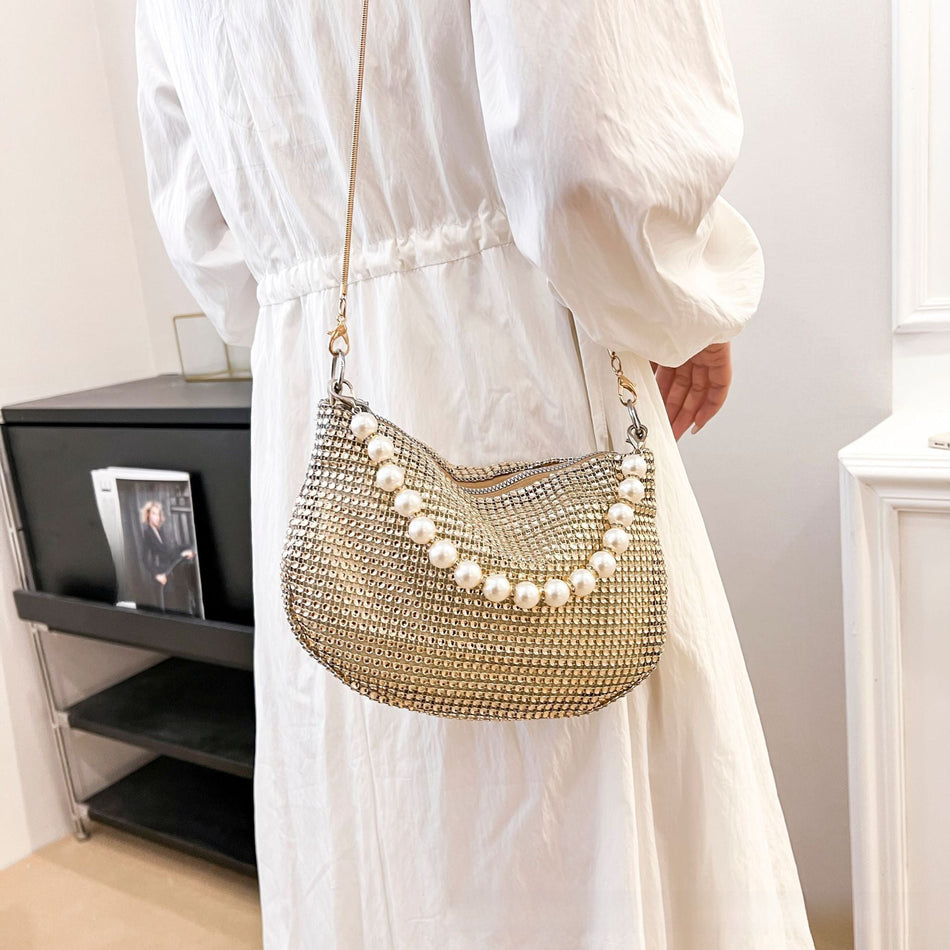 STOCK-Women's Pearl & Diamond Party Handbag – Fashion Bag