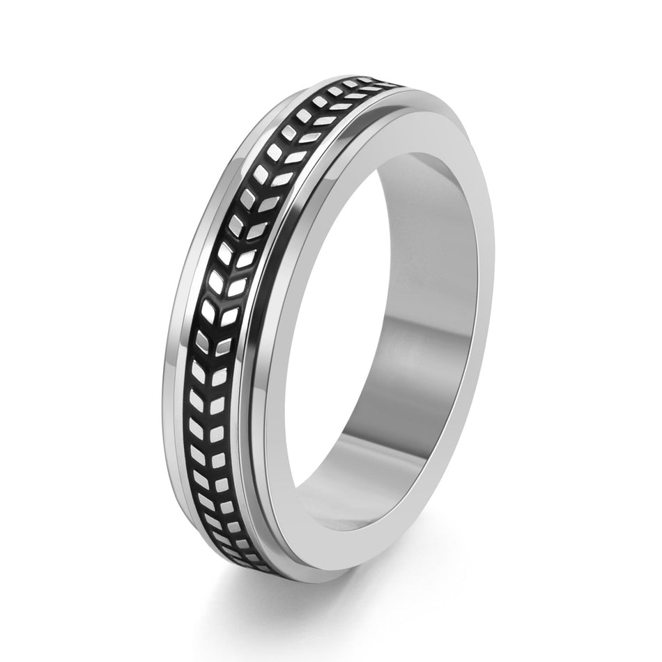 Olive Leaf Rotatable Ring Stainless Steel Unisex Jewelry