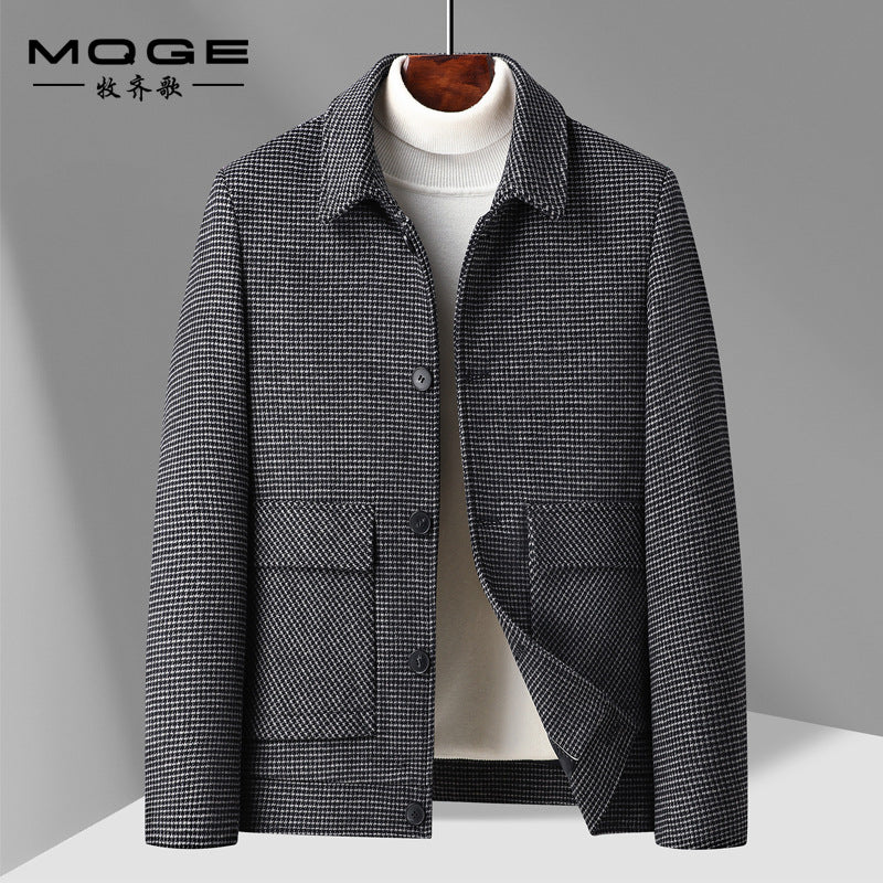 INSTOCK-Men’s Houndstooth Baseball Jacket – 2025 Autumn/Winter