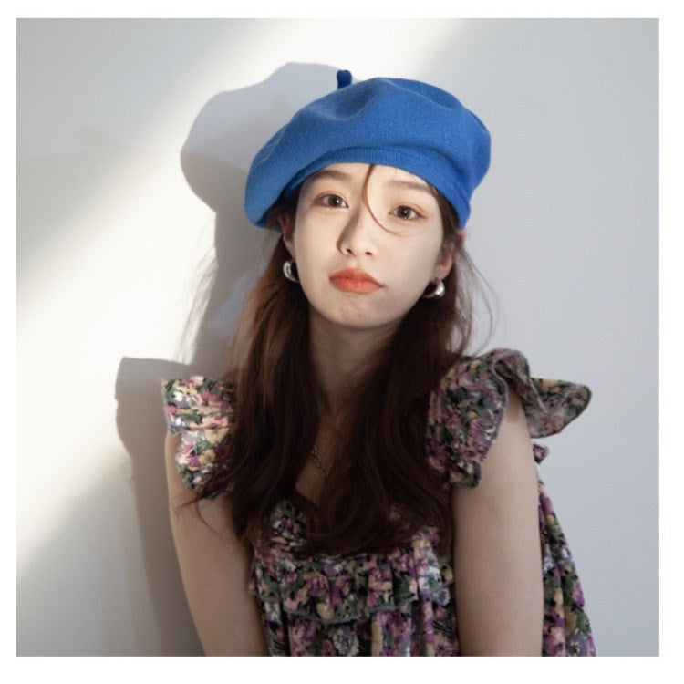 Candy Color Knit Beret – Korean TikTok Style