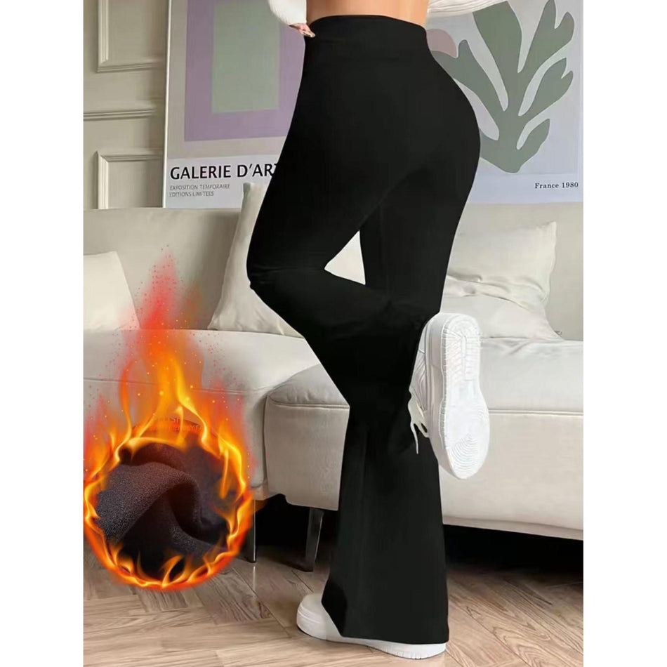 Women’s Black Velvet High-Waist Flared Pants