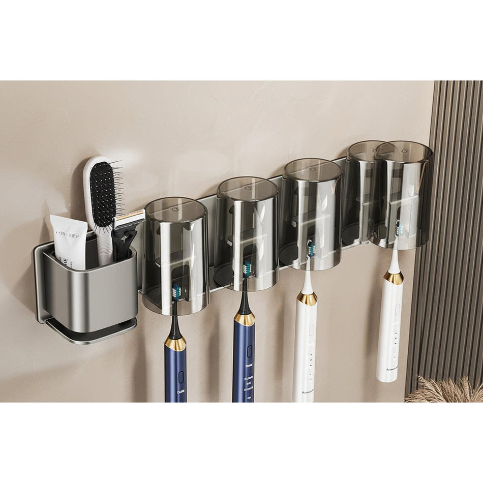 Punch-Free Wall-Mounted Toothbrush & Mouthwash Rack