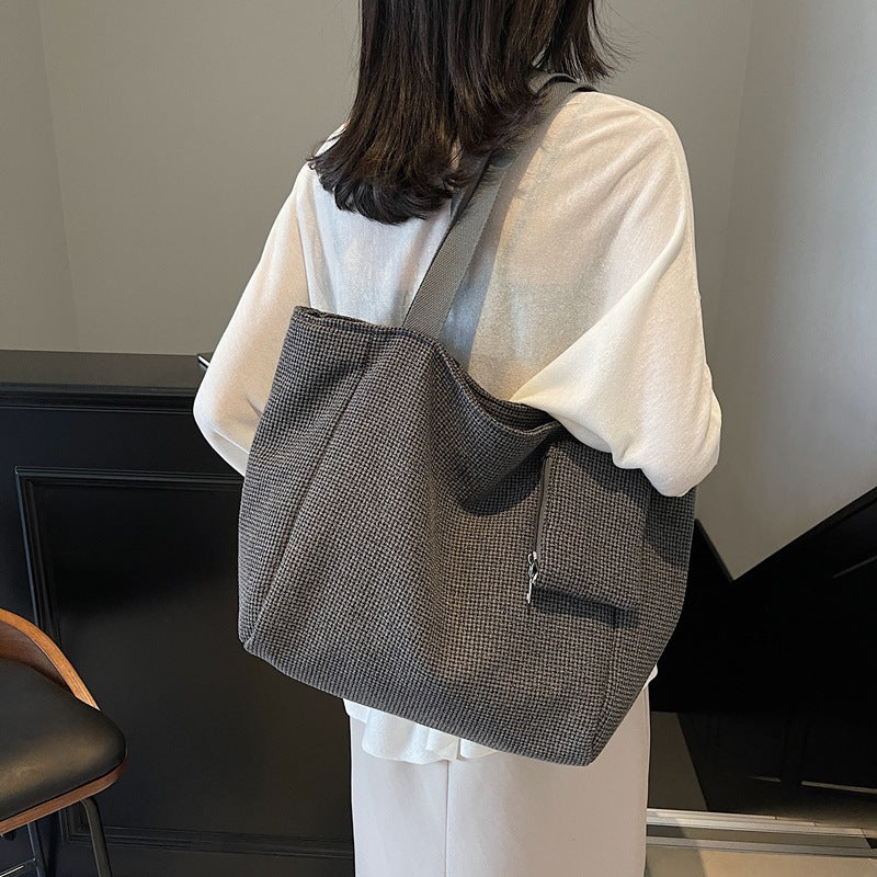 Vintage Plaid Shoulder Bag – Large Casual Tote 👜✨