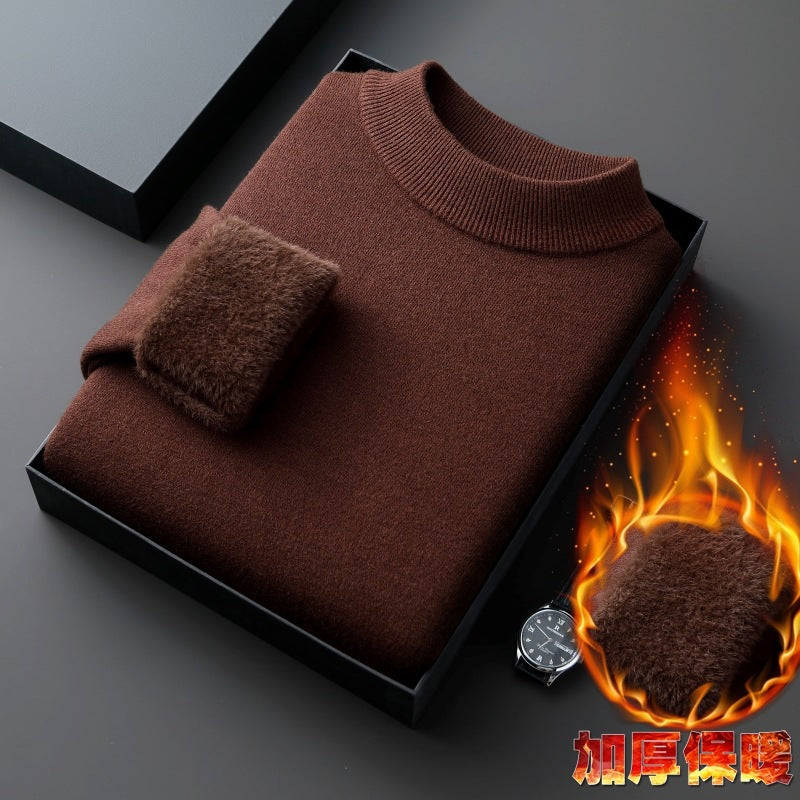 Men’s Velvet Half Turtle Neck Sweater Winter Top