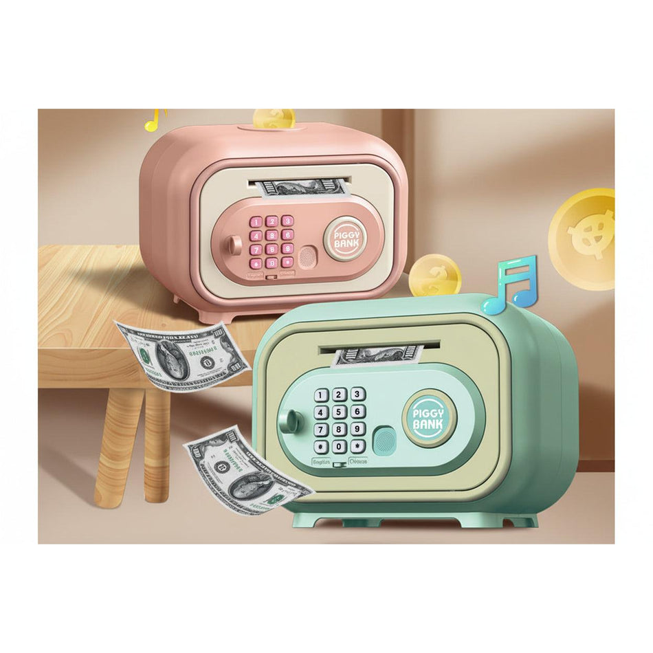 Cartoon Piggy Bank – Auto Coin Rolling & Fingerprint Unlock