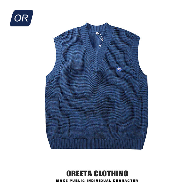 Sleeveless Sweater – Japanese Retro Tricolor Knit Vest