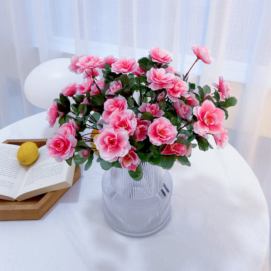 Simulated Red Azalea Bouquet – Artificial Silk Flowers