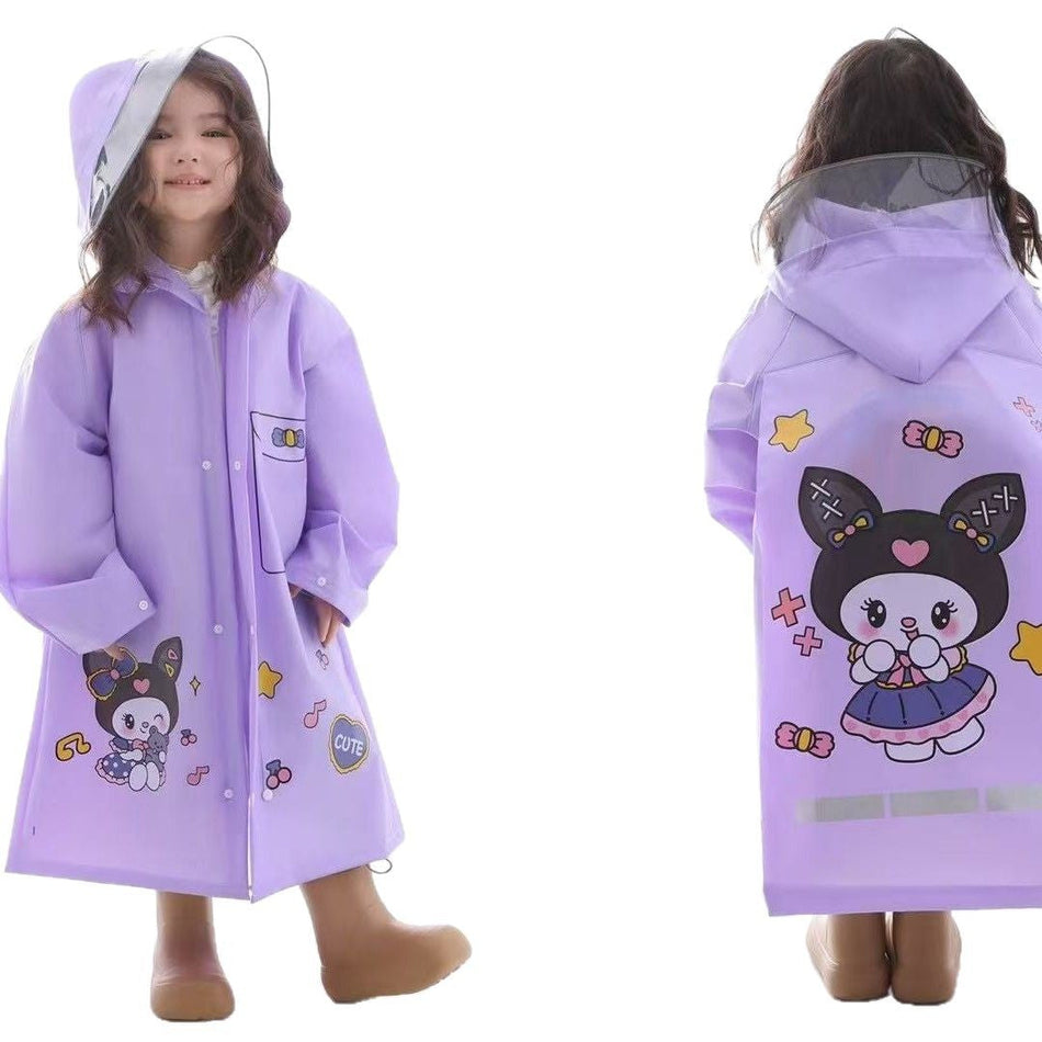 Kids EVA Cartoon Raincoat | School Bag Friendly Poncho