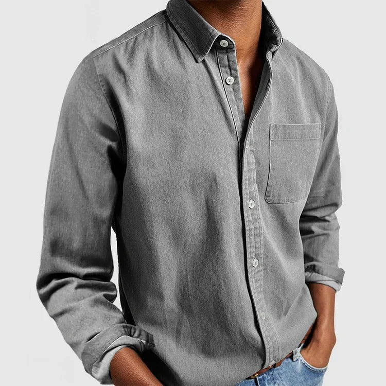 STOCK-Lapel Long Sleeve Shirt – Stylish Casual Wear for Men