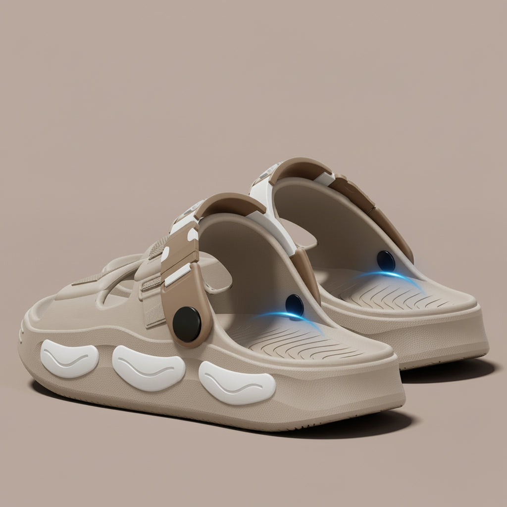 Men's khaki Thick Sole EVA Beach Sandals with Anti-Slip Comfort