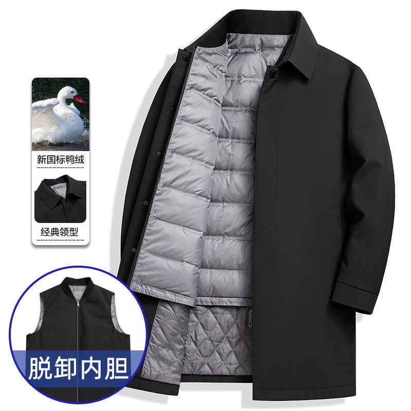 Men’s Double-Breasted Trench Coat – Classic Over-the-Knee Style
