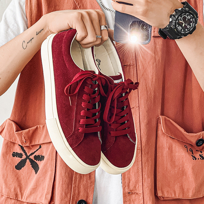 Men’s Suede Wine Red Casual Skateboard Shoes 2026