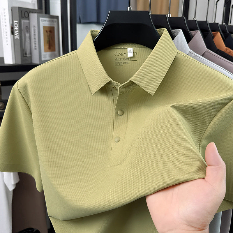 Men's Ice Silk Polo Shirt Short Sleeve Business Casual Top