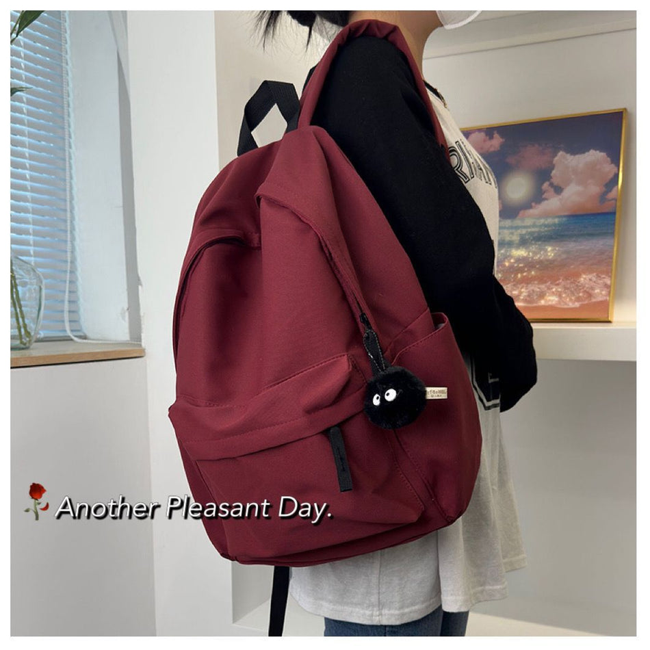 Solid Color Korean Backpack – Stylish & Spacious