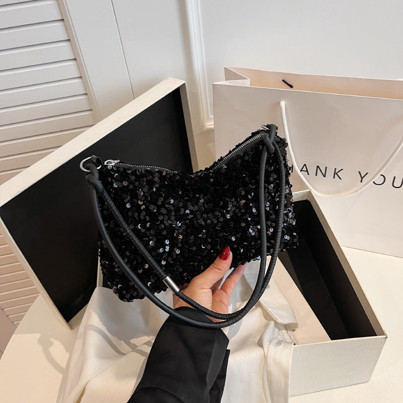 STOCK-2023 Summer Sequined Crossbody Baguette Bag for Women