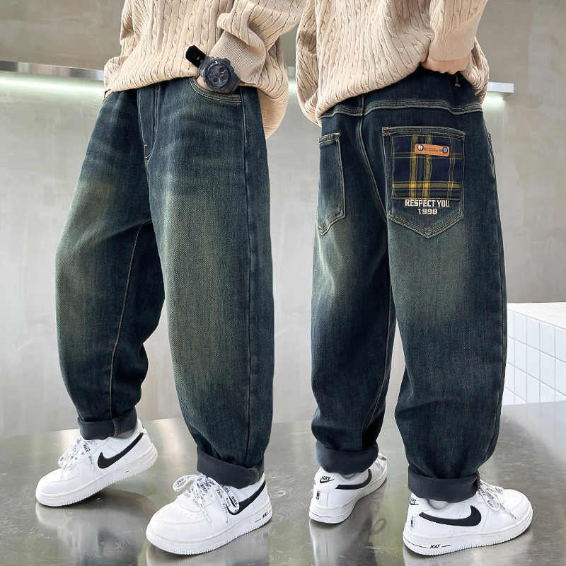Boys Korean Style Jeans Spring Autumn 2025 Long Pants