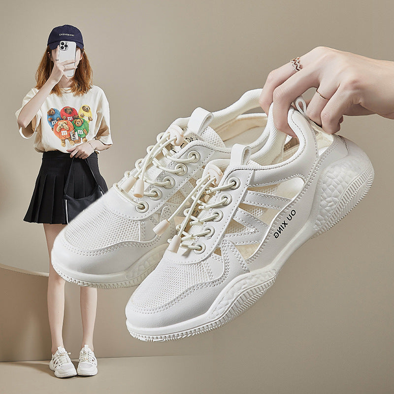 Korean Style Breathable White Mesh Sports Shoes