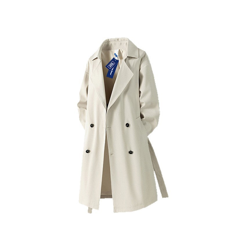 Men’s Retro Loose Trench Coat – Knee-Length Spring/Autumn Coat