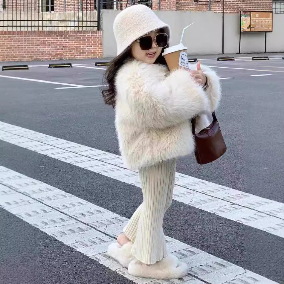Girls’ Thick Fur Winter Coat – Warm Stylish Cotton