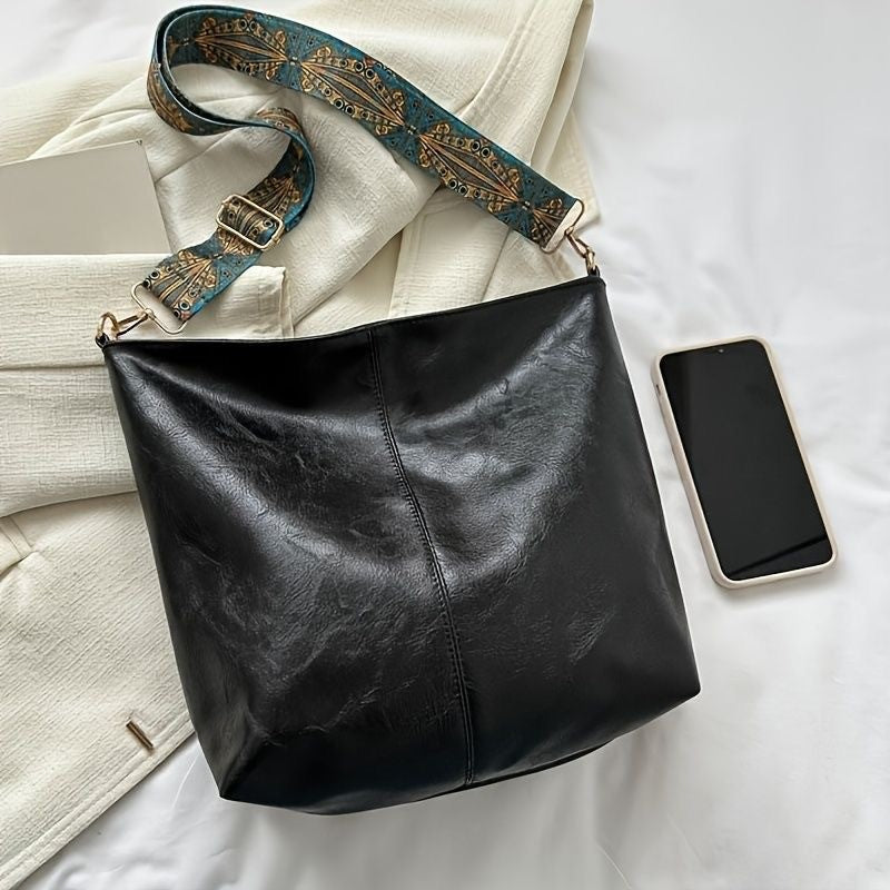 Large Capacity PU Bucket Shoulder Bag for Women 2024