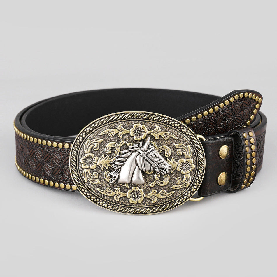 Western Rivet Belt – Retro Denim Style for Men