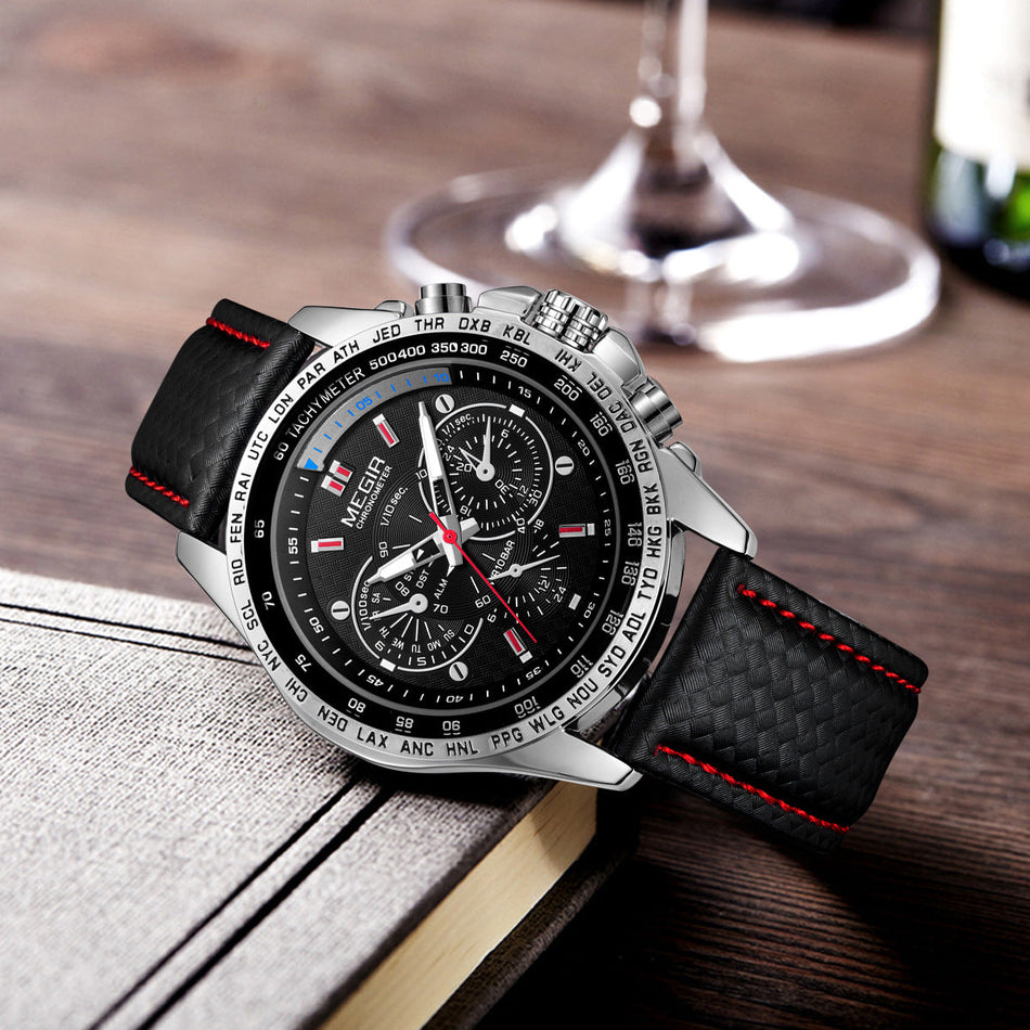 INSTOCK-MEGIR 6-Pin Waterproof Sports Watch for Men