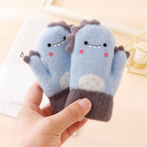 Cute Dinosaur Baby Halter Gloves Warm Winter Fleece