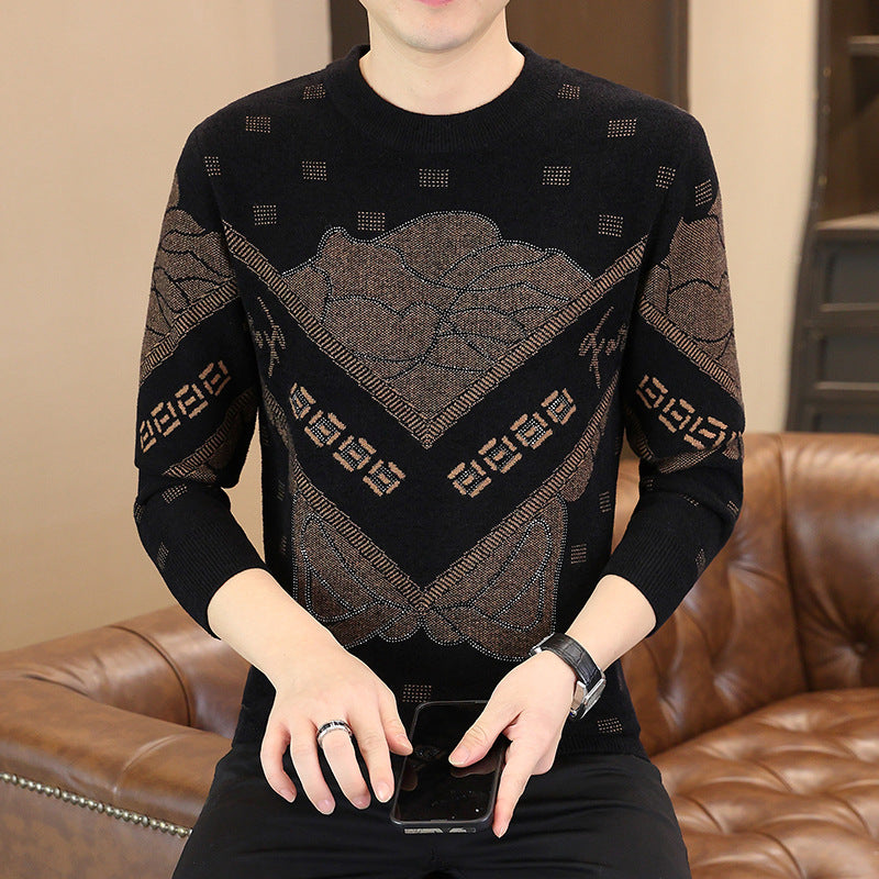Men’s European Style Thick Rhinestone Winter Sweater