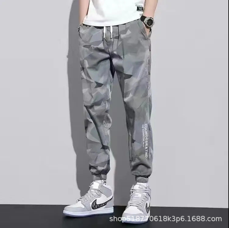 Men's Camouflage Ankle-Tied Pants – Summer Sporty Look