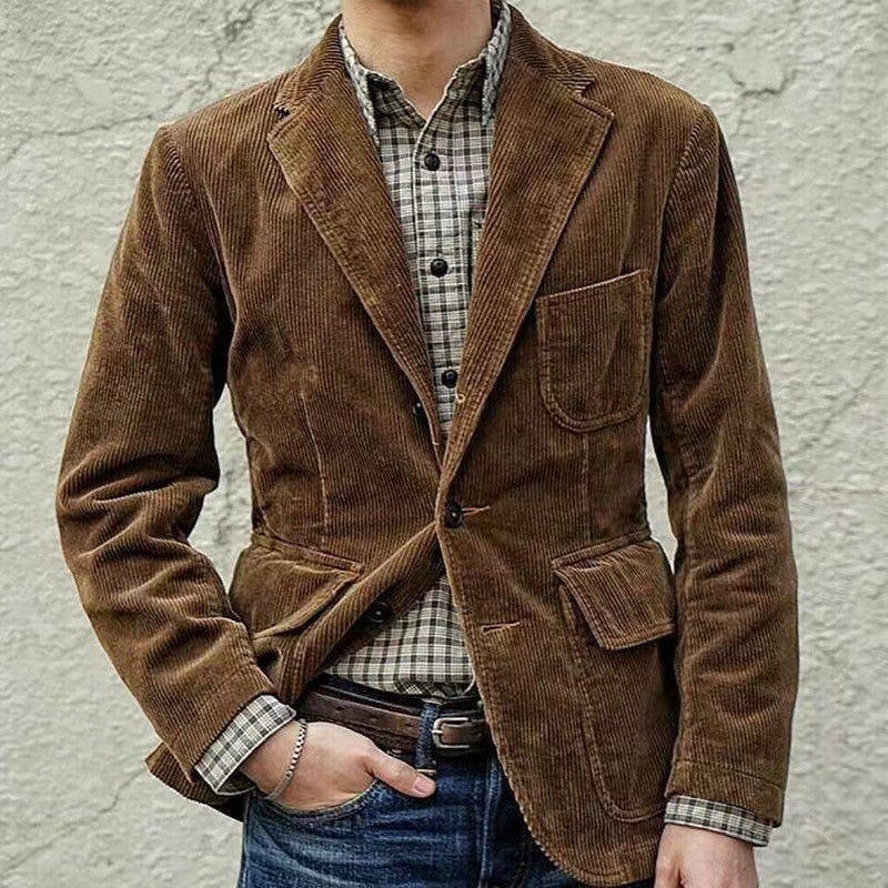 Men’s 2024 Corduroy Casual Jacket European Style