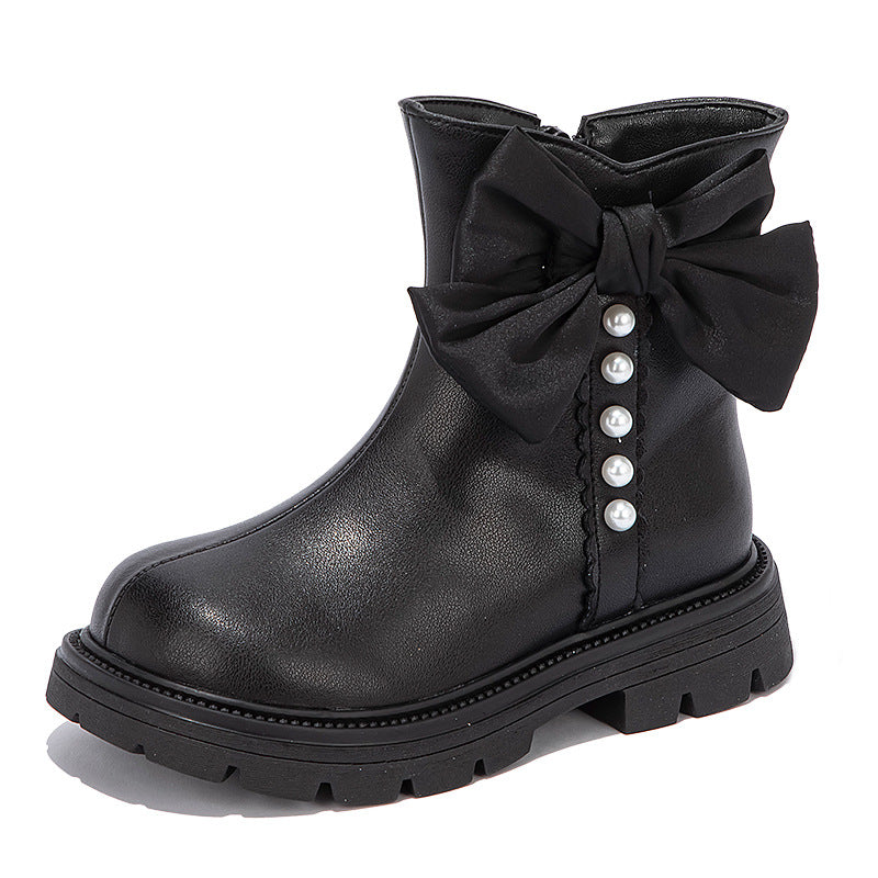 Girls Genuine Leather Princess Martin Boots Winter