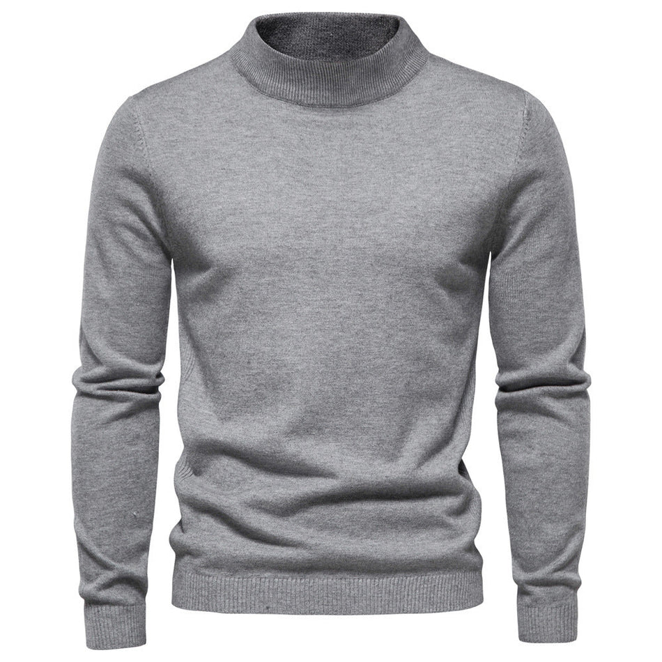 STOCK-Men’s Casual High Collar Pullover Sweater – Winter Knit