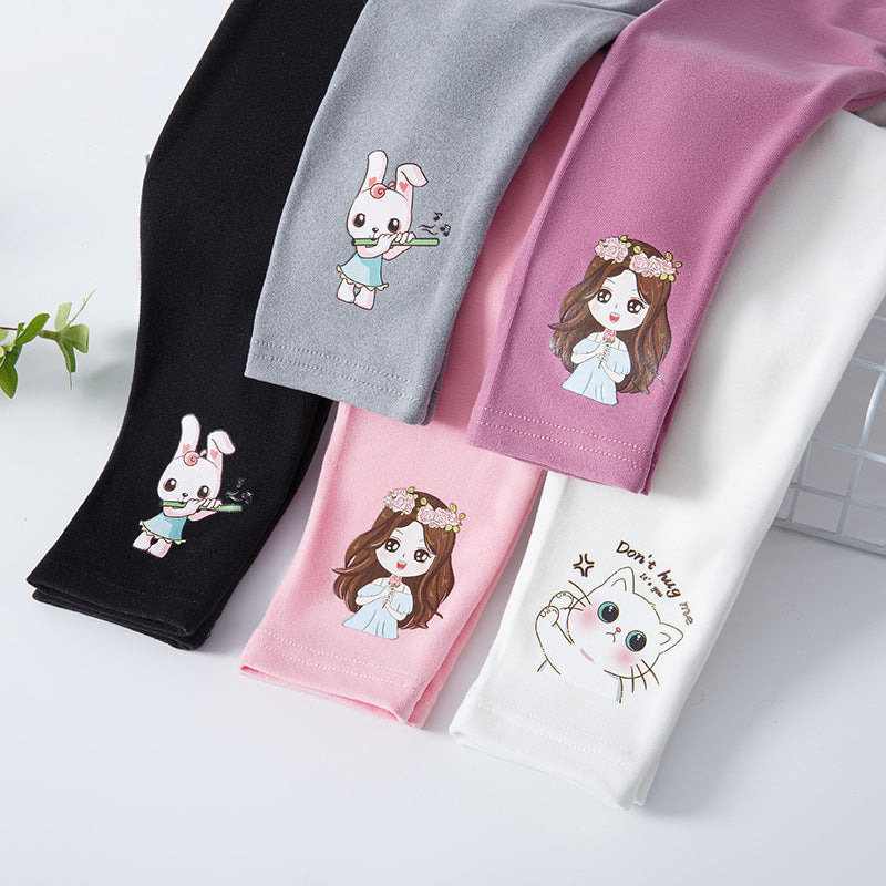 Girls’ Seamless Princess Leggings – Spring Cartoon Pants