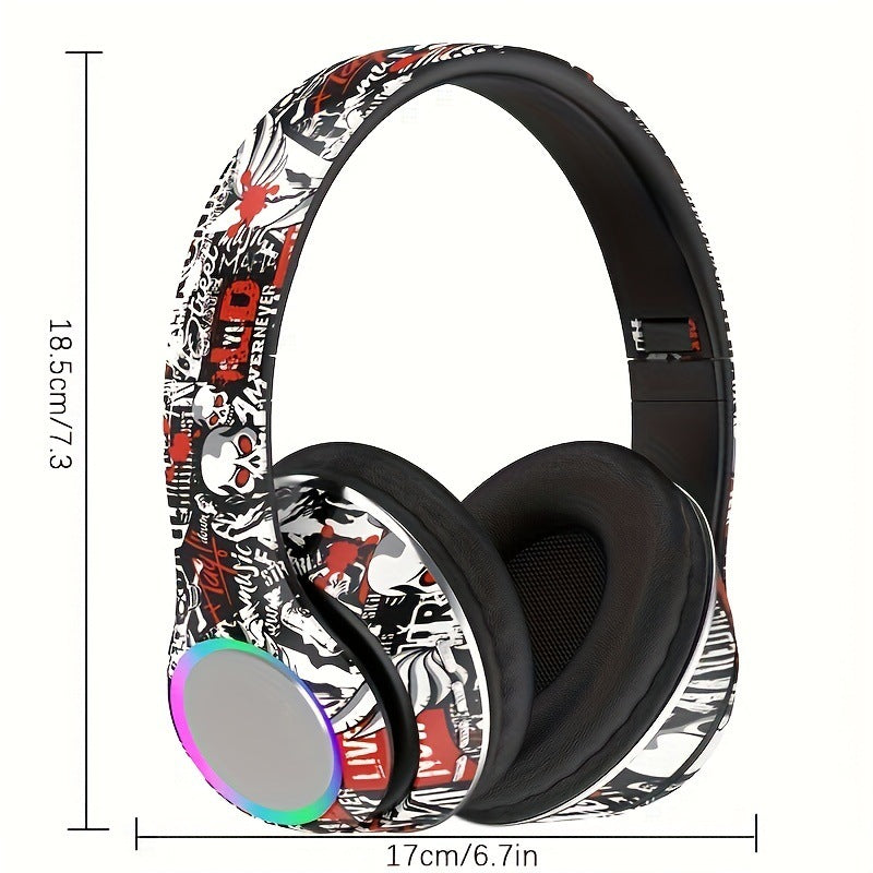 STOCK-Graffiti Style Wired Headphones-Mic & Condenser
