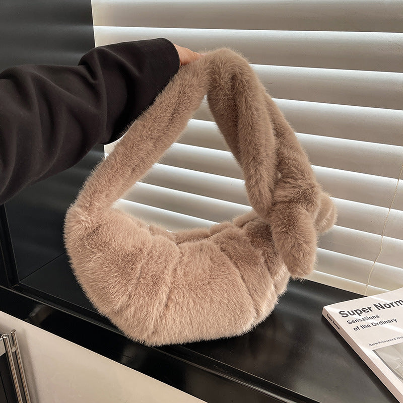 Tramp Winter Plush Crossbody Dumpling Bag Large Women